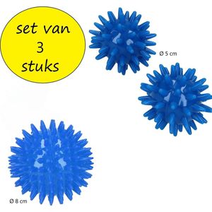 Massageballen set van 3 – Hoge Dichtheid Massagestekels – Triggerpoint – Lacrossebal – Blauw