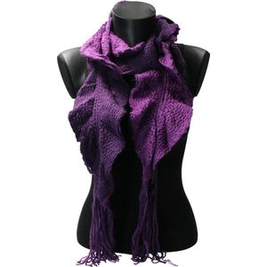 Sjaal van Acryl Zijdezacht – Unieke gedraaide gehaakte Sjaal 20x200cm – Paars