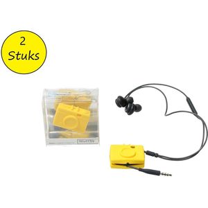 Present Time Wire Manager in de vorm van een Camera 2 Stuks – Oordopjes Ontknopen – Oortjes Uit elkaar Houden – Geel