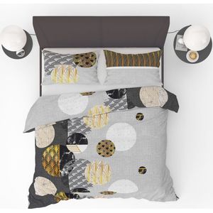 Refined Bedding - Classic Retro Circles - Dekbedovertrek - Grijs - Blended Cotton
