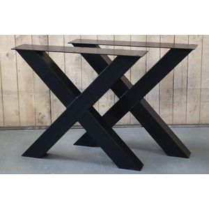 Stalen X-poten tafel - Set 2 stuks - Zwart gepoedercoate kruispoten