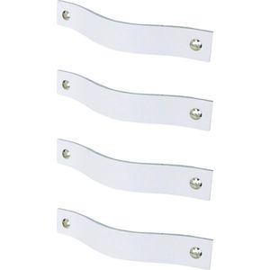 4x Leren handgrepen 'platte greep' - maat S (15,8 x 2,5 cm) - WIT - incl. 3 kleuren schroefjes (handgreepjes - leren grepen - greepjes - leren lusjes)