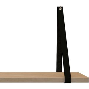 Leren Plankdragers - Handles and more® - 100% leer - ZWART - set van 2 leren plank banden