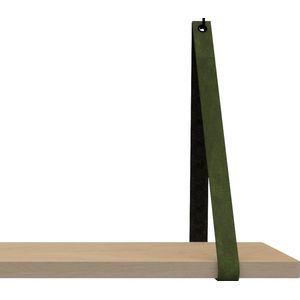 Leren Plankdragers - Handles and more® - 100% leer - KAKI- set van 2 leren plank banden