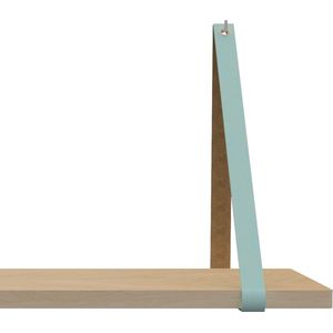 Leren Plankdragers - Handles and more® - 100% leer - LICHTBLAUW - set van 2 leren plank banden