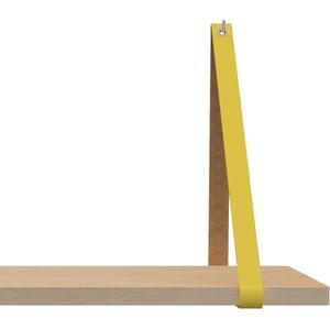 Leren Plankdragers - Handles and more® - 100% leer - GEEL - set van 2 leren plank banden