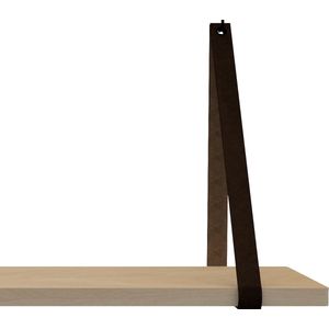 Leren Plankdragers - Handles and more® - 100% leer - DONKERBRUIN - set van 2 leren plank banden