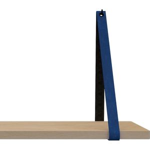 Leren Plankdragers - Handles and more® - 100% leer - BLAUW - set van 2 leren plank banden