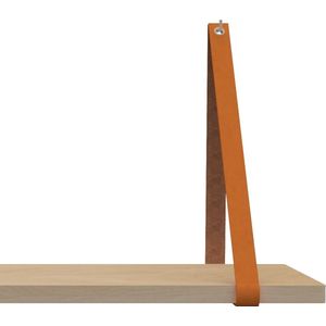Leren Plankdragers - Handles and more® - 100% leer - ORANJE - set van 2 leren plank banden