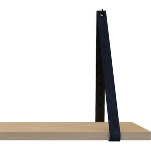 Leren Plankdragers - Handles and more® - 100% leer - NAVY - set van 2 leren plank banden