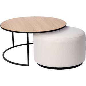 Coffee table Emir natural + pouf Ritz Alpine ivory