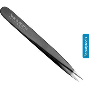 BeautyTools Punt Pincet PRECISION - Pincet met Verstevigde Punt Voor Wimperextensions - Matt Black - Wimper Pincet -Tweezers (9.5 cm) - Inox (BT-0997)