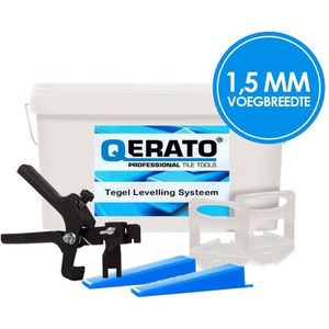 Qerato Levelling 1,5 mm Kit 200 - Tegel levelling clips (200 stuks) - Inclusief 200 keggen & tang - Nivelleer systeem- tegeldikte 3-13 mm