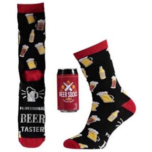 Bier Sokken - Blikje/Spaarpot - Rood - Maat 42-47