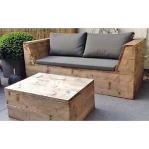 Loungebank met Hocker Steigerhout