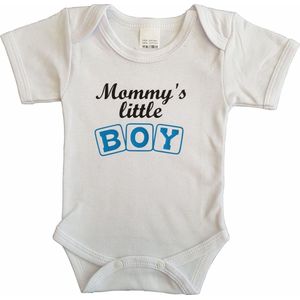 Witte romper met ""Mommy's little boy"" - maat 68 - moeder, mama, moederdag, babyshower, zwanger, cadeautje, kraamcadeau, grappig, geschenk, baby, tekst, bodieke
