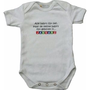 Witte romper met ""Alle baby's zijn lief, maar de liefste baby's zijn geboren in Januari"" - maat 62/68 - babyshower, zwanger, cadeautje, kraamcadeau, grappig, geschenk, baby, tekst, bodieke
