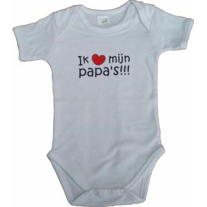 Witte romper met ""Ik hou van mijn papa's"" - maat 74/80 - vaderdag, cadeautje, kraamcadeau, grappig, geschenk, baby, tekst, bodieke