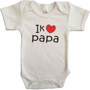 Witte romper met ""Ik hou van papa"" - maat 80 - vaderdag, cadeautje, kraamcadeau, grappig, geschenk, baby, tekst, bodieke
