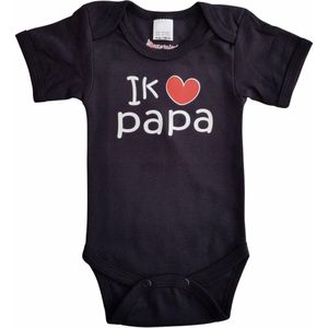 Zwarte romper met "Ik hou van papa" - maat 80 - vaderdag, cadeautje, kraamcadeau, grappig, geschenk, baby, tekst