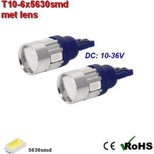 2x -T10 led lamp met 6 x 5630smd Blauw 10 tot 36Volt