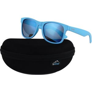 5one® No.4 Bright Blue zonnebril - lichtblauw frame - Revo Blue glazen
