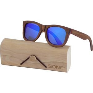 5one® Skateboard Brown - Houten Zonnebril met Blauwe UV400 lens