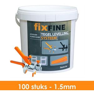 Fixfine - Tegel Levelling Starter Set PRO - 1,5mm - 100 stuks - Tegel Nivelleersysteem - Tegel levelling systeem
