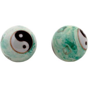 Yogi & Yogini naturals Meridiaankogels Yin Yang wit/groen gemarmerd (4 cm)