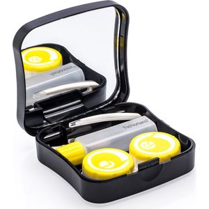 Lenzendoosje Partylens® - Geel - lenshouder inclusief spiegeltje - 5 delig