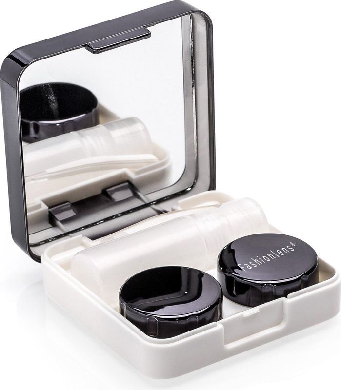 Lenzendoosje Partylens® - Black - lenshouder inclusief spiegeltje - 5 delig
