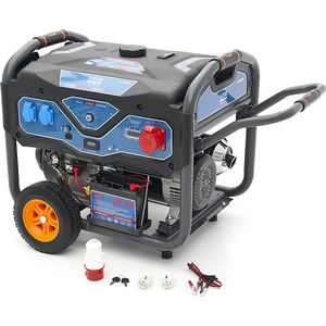 8000 Watt Krachtstroom Generator, Aggregaat Met 389 cc Benzinemotor, 2 x 230V / 2 x12V
