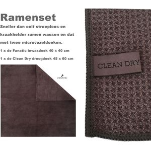 Raamdoeken Raamset schoonmaakdoeken 2 stuks Fanatic & Clean Dry ramenset origineel ramen zemen grijs/grijs