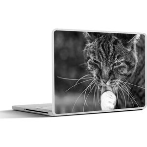Laptop sticker - 13.3 inch - Kat die zichzelf wast - 31x22,5cm - Laptopstickers - Laptop skin - Cover