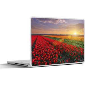 Laptop sticker - 11.6 inch - Veld - Tulpen - Zon - 30x21cm - Laptopstickers - Laptop skin - Cover