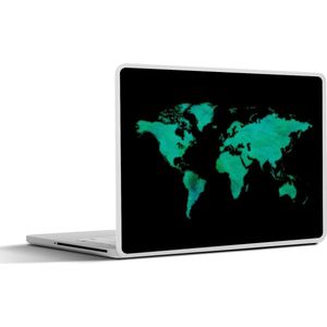Laptop sticker - 13.3 inch - Wereldkaart - Groen - Aquarel - 31x22,5cm - Laptopstickers - Laptop skin - Cover