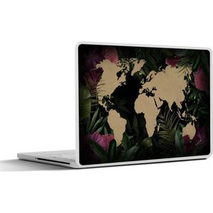 Laptop sticker - 11.6 inch - Wereldkaart - Bloemen - Bladeren - 30x21cm - Laptopstickers - Laptop skin - Cover