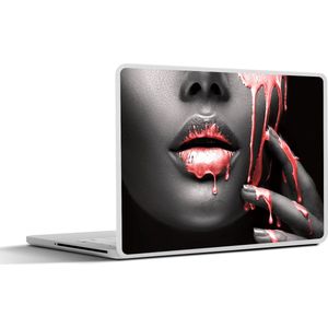 Laptop sticker - 11.6 inch - Lippen - Rood - Zwart - 30x21cm - Laptopstickers - Laptop skin - Cover