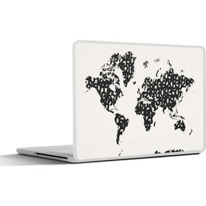Laptop sticker - 11.6 inch - Wereldkaart - Cijfers - Wit - 30x21cm - Laptopstickers - Laptop skin - Cover