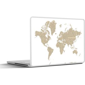 Laptop sticker - 12.3 inch - Wereldkaart - Wit - Krantenpapier - 30x22cm - Laptopstickers - Laptop skin - Cover