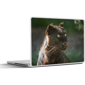 Laptop sticker - 15.6 inch - Panter - Close up - Zwart - 36x27,5cm - Laptopstickers - Laptop skin - Cover