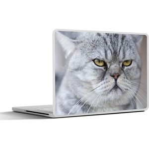 Laptop sticker - 11.6 inch - Dier - Kat - Grijs - 30x21cm - Laptopstickers - Laptop skin - Cover