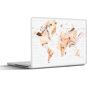 Laptop sticker - 13.3 inch - Wereldkaart - Verf - Bruin - 31x22,5cm - Laptopstickers - Laptop skin - Cover