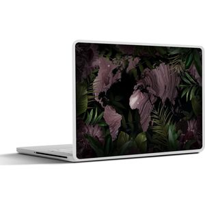 Laptop sticker - 17.3 inch - Wereldkaart - Paars - Bladeren - 40x30cm - Laptopstickers - Laptop skin - Cover