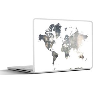 Laptop sticker - 17.3 inch - Wereldkaart - Blauw - Hout - 40x30cm - Laptopstickers - Laptop skin - Cover
