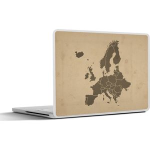 Laptop sticker - 10.1 inch - Kaart - Europa - Bruin - 25x18cm - Laptopstickers - Laptop skin - Cover