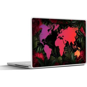 Laptop sticker - 13.3 inch - Wereldkaart - Kleuren - Jungle - 31x22,5cm - Laptopstickers - Laptop skin - Cover