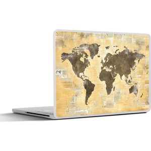 Laptop sticker - 11.6 inch - Wereldkaart - Krant - Gouden - 30x21cm - Laptopstickers - Laptop skin - Cover
