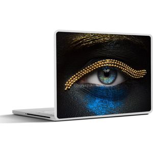 Laptop sticker - 14 inch - Vrouw - Ogen - Make up - Luxe - Goud - 32x5x23x5cm - Laptopstickers - Laptop skin - Cover