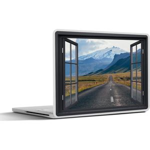 Laptop sticker - 14 inch - Doorkijk - Berg - Weg - 32x5x23x5cm - Laptopstickers - Laptop skin - Cover